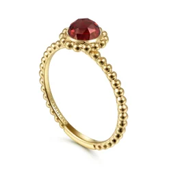 Sale Gabriel & Co. Promise Ring - 14K Yellow Gold Round Garnet Bujukan Beaded Promise Ring