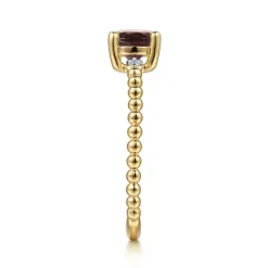 New Gabriel & Co. Promise Ring - 14K Yellow Gold Round Garnet and Diamond Bujukan Promise Ring