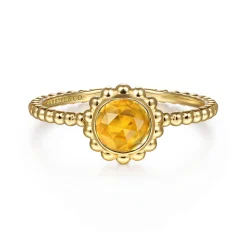 Outlet Gabriel & Co. Promise Ring - 14K Yellow Gold Round Citrine Bujukan Beaded Promise Ring