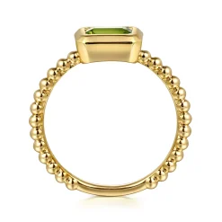 Gabriel & Co. Promise Ring - 14K Yellow Plain Gold Bujukan And Peridot Stackable Promise Ring