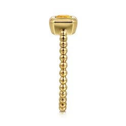 Gabriel & Co. Promise Ring - 14K Yellow Plain Gold Bujukan And Citrine Stackable Promise Ring