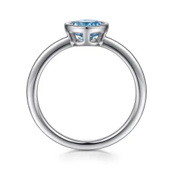 Discount Gabriel & Co. Promise Ring - 927 Sterling Silver Bezel Set Blue Topaz Solitaire Promise Ring