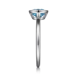 Discount Gabriel & Co. Promise Ring - 927 Sterling Silver Bezel Set Blue Topaz Solitaire Promise Ring