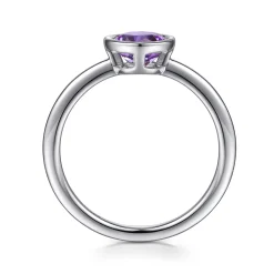 Best Gabriel & Co. Promise Ring - 925 Sterling Silver Bezel Set Amethyst Solitaire Promise Ring
