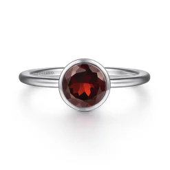 New Gabriel & Co. Promise Ring - 929 Sterling Silver Bezel Set Garnet Solitaire Promise Ring