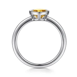 Best Gabriel & Co. Promise Ring - 928 Sterling Silver Bezel Set Citrine Solitaire Promise Ring
