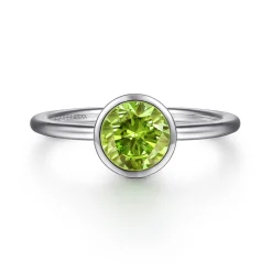 Outlet Gabriel & Co. Promise Ring - 925 Sterling Silver Bezel Set Peridot Solitaire Promise Ring