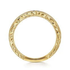 Outlet Gabriel & Co. Provence - Vintage Inspired Curved 14K Yellow Gold Micro Pave Diamond Anniversary Band - 0.25 ct