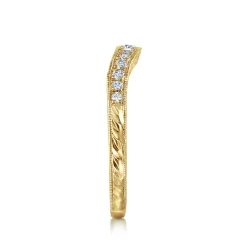Outlet Gabriel & Co. Provence - Vintage Inspired Curved 14K Yellow Gold Micro Pave Diamond Anniversary Band - 0.25 ct