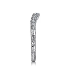 Best Gabriel & Co. Provence - Vintage Inspired Curved Platinum Micro Pave Diamond Anniversary Band - 0.25 ct