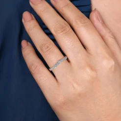 Outlet Gabriel & Co. Provence - Vintage Inspired Curved 14K White Gold Micro Pave Diamond Anniversary Band - 0.25 ct