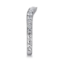 Gabriel & Co. Provence - Vintage Inspired 14K White Gold Curved Channel Set Diamond Wedding Band with Engraving - 0.5 ct