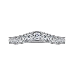 Gabriel & Co. Provence - Vintage Inspired 14K White Gold Curved Channel Set Diamond Wedding Band with Engraving - 0.5 ct