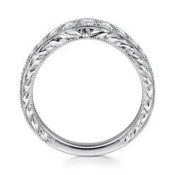 Online Gabriel & Co. Provence - Vintage Inspired Platinum Curved Channel Set Diamond Wedding Band with Engraving - 0.5 ct