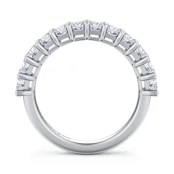 New Gabriel & Co. Puglia - 14K White Gold Princess Cut 13 Stone Shared Prong Diamond Anniversary Band - 1.5 ct