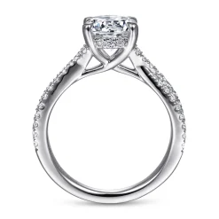 Discount Gabriel & Co. Quinlan - 14K White Gold Twisted Round Diamond Engagement Ring