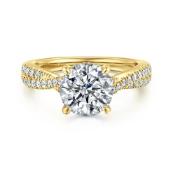 Best Gabriel & Co. Quinlan - 14K Yellow Gold Twisted Round Diamond Engagement Ring
