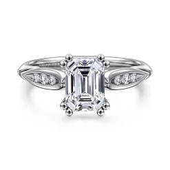 Outlet Gabriel & Co. Quinn - 14K White Gold Emerald Cut Diamond Channel Set Engagement Ring