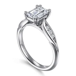 Outlet Gabriel & Co. Quinn - 14K White Gold Emerald Cut Diamond Channel Set Engagement Ring