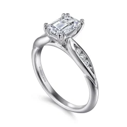 Outlet Gabriel & Co. Quinn - 14K White Gold Emerald Cut Diamond Channel Set Engagement Ring