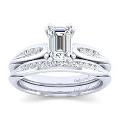 Outlet Gabriel & Co. Quinn - 14K White Gold Emerald Cut Diamond Channel Set Engagement Ring