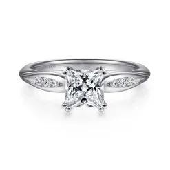 Clearance Gabriel & Co. Quinn - 14K White Gold Princess Cut Diamond Channel Set Engagement Ring