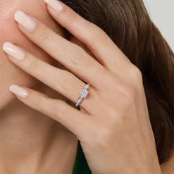 Clearance Gabriel & Co. Quinn - 14K White Gold Princess Cut Diamond Channel Set Engagement Ring
