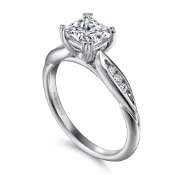 Clearance Gabriel & Co. Quinn - 14K White Gold Princess Cut Diamond Channel Set Engagement Ring