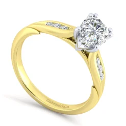 Discount Gabriel & Co. Quinn - 14K White-Yellow Gold Pear Shape Diamond Channel Set Engagement Ring