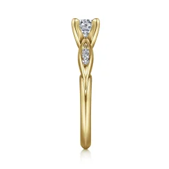 Clearance Gabriel & Co. Quinn - 14K White-Yellow Gold Round Diamond Channel Set Engagement Ring