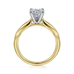 Clearance Gabriel & Co. Quinn - 14K White-Yellow Gold Round Diamond Channel Set Engagement Ring