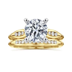 Discount Gabriel & Co. Quinn - 14K White-Yellow Gold Round Diamond Channel Set Engagement Ring