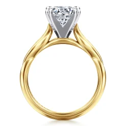 Discount Gabriel & Co. Quinn - 14K White-Yellow Gold Round Diamond Channel Set Engagement Ring