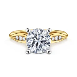 Discount Gabriel & Co. Quinn - 14K White-Yellow Gold Round Diamond Channel Set Engagement Ring