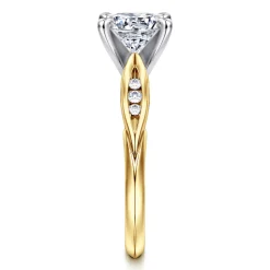 Discount Gabriel & Co. Quinn - 14K White-Yellow Gold Round Diamond Channel Set Engagement Ring