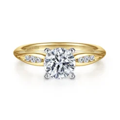 Outlet Gabriel & Co. Quinn - 14K White Yellow Gold Round Diamond Engagement Ring