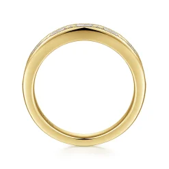 Sale Gabriel & Co. Raigne - 14K Yellow Gold Channel Set Baguette and Round Diamond Anniversary Band - 0.35 ct