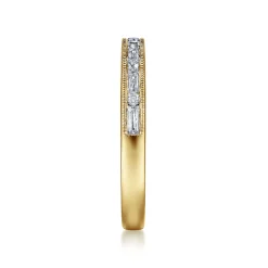 Sale Gabriel & Co. Raigne - 14K Yellow Gold Channel Set Baguette and Round Diamond Anniversary Band - 0.35 ct