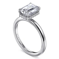 Hot Gabriel & Co. Rainah - 14K White Gold Emerald Cut Diamond Engagement Ring