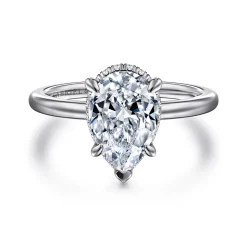 Hot Gabriel & Co. Rainah - 14K White Gold Pear Shape Diamond Engagement Ring