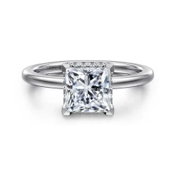 New Gabriel & Co. Rainah - 14K White Gold Princess Diamond Engagement Ring