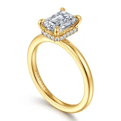 Discount Gabriel & Co. Rainah - 18K Yellow Gold Emerald Cut Diamond Engagement Ring