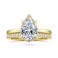 Clearance Gabriel & Co. Rainah - 14K Yellow Gold Pear Shape Diamond Engagement Ring