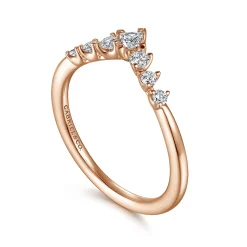 Outlet Gabriel & Co. Raine - Curved 14K Rose Gold Princess Cut and Round Diamond Anniversary Band - 0.3 ct