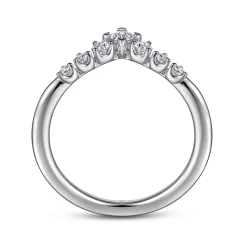 Discount Gabriel & Co. Raine - Curved 14K White Corner Prong Gold Princess Cut and Prong set Round Diamond Anniversary Band - 0.3 ct