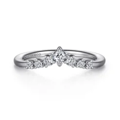 Discount Gabriel & Co. Raine - Curved 14K White Corner Prong Gold Princess Cut and Prong set Round Diamond Anniversary Band - 0.3 ct