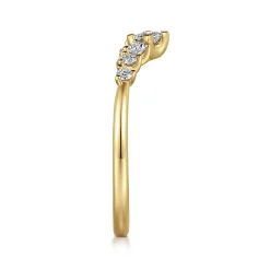 Discount Gabriel & Co. Raine - Curved 14K Yellow Gold Princess Cut and Round Diamond Anniversary Band - 0.3 ct