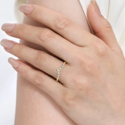 Discount Gabriel & Co. Raine - Curved 14K Yellow Gold Princess Cut and Round Diamond Anniversary Band - 0.3 ct