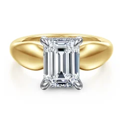 Sale Gabriel & Co. Raven - 14K White-Yellow Gold Emerald Cut Diamond Engagement Ring