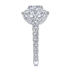 Outlet Gabriel & Co. Rayna - 14K White Gold Round Halo Diamond Engagement Ring
